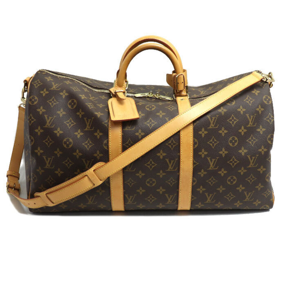 Louis Vuitton Keepall Bandouliere Monogram Travel Bag Canvas Leather Brown